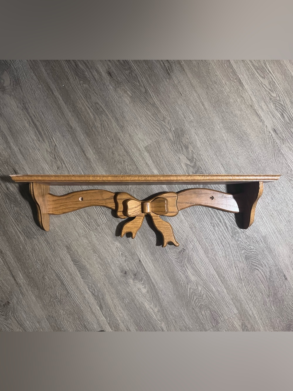 Vintage Solid Wood Bow Wall Shelf Cottagecore Farmhouse 30"